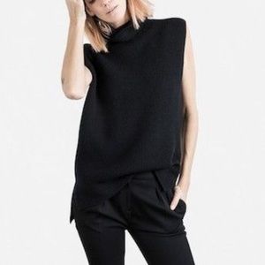 Everlane Women's Wool Thick Knit Turtleneck Sweater Sleeveless Vest Black Size M